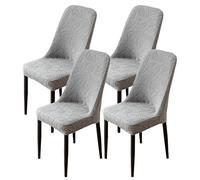 Modern Stretch Curved Back Dining Chair Slipcovers, Removable Washable Elastic Seat Protector for Banquet Living Room Bedroom Four Seasons,Metallic Gray,4Set