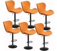 Modern Stretch Slipcovers for Curved Kitchen Swivel Stools with Backrest6PCS High Bar/Counter Chair Covers for Short Dining & Breakfast Barstools (Color: B)