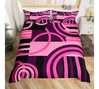 Modern Striped Art Bedding Set for Girls Boys Kids Double Size Pink Black Purple Comforter Cover Room Decor Abstract Duvet Cover Geometric 3Pcs Luxury Breathable Soft Lightweight Microfiber