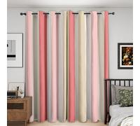Modern Striped Curtains Blackout, 46x54 Inch 2 Panels - Girls Vertical Stripe Pattern Black Out Curtains, Home Decor, 54 Drop Eyelet Window Drapes for Bedroom, Living Room A&BO146