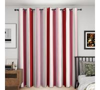 Modern Striped Curtains Blackout, 46x54 Inch 2 Panels - Pink Red Striped Pattern Black Out Curtains, Home Decor, 54 Drop Eyelet Window Drapes for Bedroom, Living Room DH28