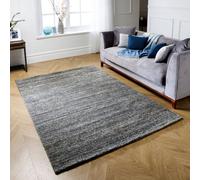 Modern Striped Easy To Clean Grey Wool Rug For Living Room & Bedroom-160Cm X 230Cm