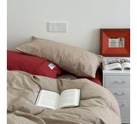 Modern striped queen-size duvet cover set, ultra-soft 100% washed cotton four-piece set, feels as soft and breathable as linen, zippered duvet cover, vintage all-season duvet cover set, pink, queen