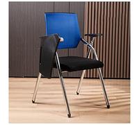 Modern Student Chair with Desk, Foldable Mesh Office Chair with Lumbar Support, Writing Board, Tablet Arm & Cup Holder, Blue Metal e, Ideal for Study & Work