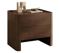 Modern Style Bedside Table,Minimalist Bedside Table,Concealed Handles,Soft Close Drawers,Rounded Corners and Raised Edges,the Ideal Choice for the Bedroom(Black walnut)