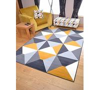 Modern Style Florence Ochre Gold Mustard Grey Triangle Rugs (60cm x 110cm)