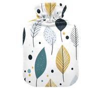 Modern Style Fresh Leaves hot Bottle Water Bag with Soft Cover, 2L hot Compress Bag for Menstrual Cramps, Pain Relief, bolsas de agua Caliente para Dolores