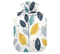 Modern Style Fresh Leaves Travel hot Water Bottle with Soft Cover, 2L Warmer Bag for Tummy Warmer, Neck and Shoulder Pain Relief, Bolsa para cólicos menstruales