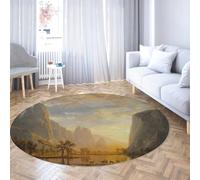 Modern Style Large Round Rugs 120cm Valley of the Yosemite Washable Non-Slip Thin Carpet for Classroom Toddler Nursery Room Decor Mats