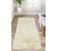 Modern Style Lush Ultra Soft Machine Washable White Shaggy Sustainable Area Runner Rug for Living Room, Bedroom, Hallway, Kitchen, Living Space - 67x180 cm