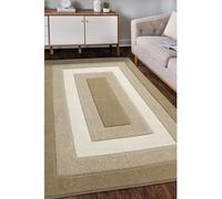 Modern Style Rugs, 3D Borders Design Large Small Area Latte Grey Rug, Living Room, Bedroom, Conservatory, Home, Office Rugs, Medium Pile Carpet, 160x230 cm (5ft 3 inch x 7ft 7 inch)