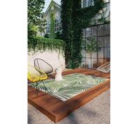Modern Style Rugs Allbee Tropical Leaves Foliage Green Flatweave Indoor Outdoor Area Rug. Suitable for Patio, Garden, Living Room, Bedroom, Conservatory Medium Sized Outdoor Rug - 120x170cm