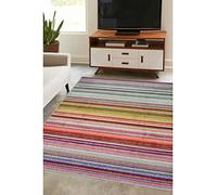 Modern Style Rugs Chateau Stripes Multicoloured Area Rug. Large Colourful Rug Suitable for Living Room, Bedroom, Conservatory, Hallway, Childrens Room, Lounge Rug - 160x230cm