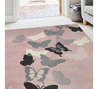 Homemaker Mestro Butterfly Grey/Pink 80X150Cm Rug, Pink