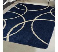 Modern Style Rugs Cosy Shaggy Bubble Design Navy Blue Rug, High Pile Rugs for Living Room, Bedside, 120x170cm (4ft x 5ft 7 inch)