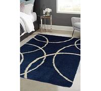 Modern Style Rugs Cosy Shaggy Bubble Design Navy Blue Rug, High Pile Rugs for Living Room, Bedside, 160x230cm (5ft 3 inch x 7ft 7 inch)