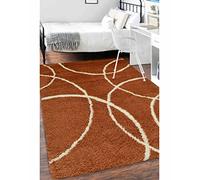 Modern Style Rugs Cosy Shaggy Bubble Design Terracotta Brown Rug, High Pile Rugs for Living Room, Bedside, 160x230cm (5ft 3 inch x 7ft 7 inch)
