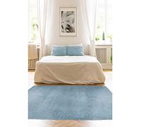 Modern Style Rugs Cosy Shaggy Plain Rectangular Denim Blue Rug, High Pile Rugs for Living Room, Bedside, 120x170 cm (4ft x 5ft 7 inch)