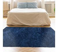 Modern Style Rugs Cosy Shaggy Plain Rectangular Rug, Navy Blue High Pile Rugs for Living Room, Bedside, 160x230 cm (5ft 3 inch x 7ft 7 inch)