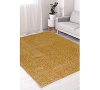 Modern Style Rugs Cosy Shaggy Plain Rectangular Rug, Yellow Ochre, High Pile Rugs for Living Room, Bedside, 200x290 cm (6ft 6inch x 9ft x 6inch)