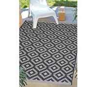 Modern Style Rugs Eden Geometric Black and White Flatweave Indoor/Outdoor Area Rug. Garden, Patio, Living Room, Bedroom, Conservatory, Water Repellent - 200x290 cm