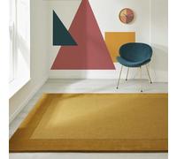 Modern Style Rugs Hand loomed Plain Bordered Small and Large Yellow Ochre Area Rug for Living Room, Bedroom, Conservatory, Home Office, 120x170cm
