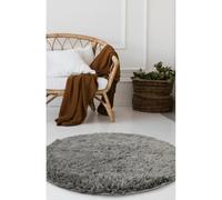 Modern Style Rugs Lush Ultra Soft Machine Washable Silver Grey Fluffy Shaggy Circle Round Rug Grey Rug for Living Room, Bedroom, Hallway area rug 100x100cm