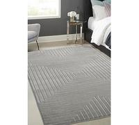 Modern Style Rugs Mallow Square Design Grey Area Rug, Washable Floor Rugs Living Room, Bedroom, Conservatory, Home, Office Rugs, Short Pile Carpet, 160x230 cm (5ft 3 inch x 7ft 7 inch)