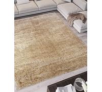 Modern Style Rugs Opulent Super Soft Thick Natural Beige Shaggy Fluffy Area Rug. Living Room Bedroom Conservatory Office Lounge. 120x170cm