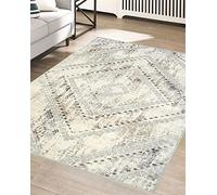 Modern Style Rugs Square Design Large Small Area Grey Rug, Living Room, Bedroom, Conservatory, Home, Office Rugs, Medium Pile, Grey Carpet, 120x170cm