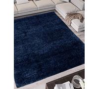 Modern Style Rugs Super Soft Dark Blue Shaggy Area Rug. Machine Woven Opulent Thick Pile Fluffy Rugs for Living Room, Bedroom, Hallway, Dining Room, Lounge Rug. 80x150cm