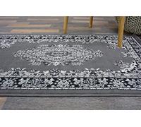 Modern Style Rugs Virtuoso Antique Traditional Medallion Stain Resistant Grey Large Runner Rug. Suitable for Bedroom, Living Room, Hallway, Conservatory, Indoor Living Space Runner Rug - 67x300cm