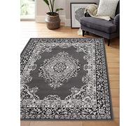 Modern Style Rugs Virtuoso Antique Traditional Medallion Stain Resistant Grey Medium Area Rug. Suitable for Bedroom, Living Room, Hallway, Conservatory, Indoor Living Space Rug - 120x170cm