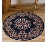 Modern Style Rugs Virtuoso Antique Traditional Medallion Stain Resistant Navy Round Rug. Suitable for Bedroom, Living Room, Hallway, Conservatory, Indoor Living Space Circular Rug - 120x120cm