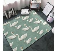 Modern Style Swan Print Area Rugs for Living Room Bedroom, Washable Soft 3x5 Throw Rugs Non Slip Carpet for Bedroom Decor Aesthetic 60x39 inches