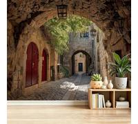 Modern Style Theme Wall Mural Wallpaper 400 x 280 cm (WxH), Streets Arches Plants Pattern, Brown Poster 3D Wall Mural Photo Wallpaper Decoration for Bedroom Living Room Hallway