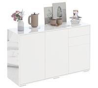 HOMCOM Side Cabinet With 2 Door Cabinet And 2 Drawer For Home Office White, White