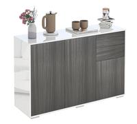 HOMCOM Push-Open Side Cabinet with High Gloss Frame, Grey