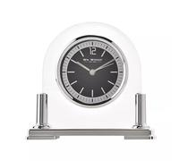 Modern Stylish Glass & Silver Two Tone Quartz Arched Design Mantel Clock by Wm Widdop