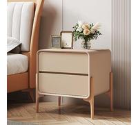 Modern Stylish Nightstand for Bedroom 2-Drawer End Table High Leg Design Strong Load Capacity Light Khaki Color Compact Size 40x40x50 cm Ideal for Small Spaces