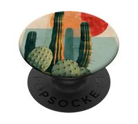 Modern Succulent Cactus Blooms in Bold Geometric Desert Hues PopSockets Adhesive PopGrip