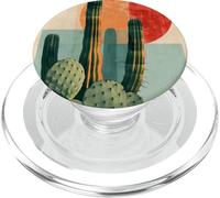 Modern Succulent Cactus Blooms in Bold Geometric Desert Hues PopSockets PopGrip for MagSafe