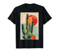 Modern Succulent Cactus Blooms in Bold Geometric Desert Hues T-Shirt
