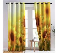 Modern Sunflower Simple Blackout Curtains Bedroom Super Soft Thermal Insulated Eyelet Blackout Drapes Pencil Pleat Curtains for Living Room 46 x 54 Inch, Yellow, 2 Panels