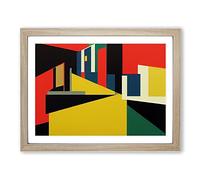 Modern Suprematism Art Abstract Framed Wall Art Print A2 Oak