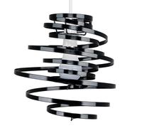 MiniSun | Contemporary Gloss Black Metal Double Ribbon Spiral Ceiling Light Pendant | Pendant Lights, Home Décor & Improvement Essential | 30cm Shade Width
