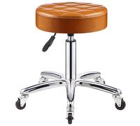 Modern Swivel Armless Kitchen Island Stool Adjustable PU Leather Bar Chair with Silent Wheels HighQuality Counter Height Barstool for Salon & Home Use (Yellow)