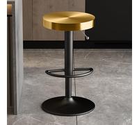 Modern Swivel Bar Stools - Adjustable Height Stainless Steel Round Top Pub Chair - Contemporary Bistro Dining Side Chair with Footrest (Color: Black)