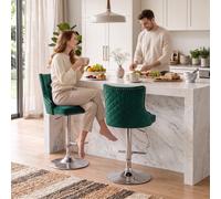 Modern Swivel Bar Stools Set of 2, Adjustable Velvet Bar Chairs w/ Backs