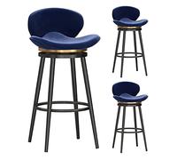 Modern Swivel Bar Stools Set of 3, Velvet Upholstered Counter Height Bar Chairs with Back and Footrest for Kitchen Counter, Home Bar, and Dining Room
